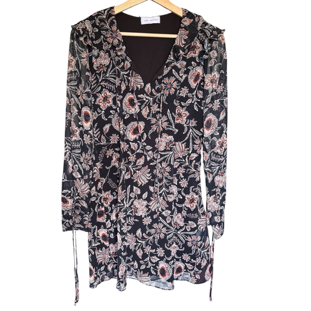 Lost + Wander Anthropologie Eclipse of the Heart Floral Mini Dress Womens Medium - Picture 1 of 5
